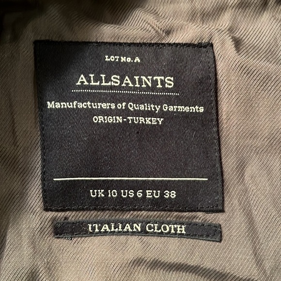 𝅺ALLSAINTS Italian Cloth Women’s Zulia Biker Moto Vest Brown Beige Size 6 - Picture 13 of 14